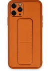 Newface iPhone 11 Pro Kılıf Coco Deri Standlı Kapak - Turuncu