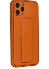 Newface iPhone 11 Pro Kılıf Coco Deri Standlı Kapak - Turuncu
