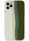 Newface iPhone 11 Pro Kılıf Ebruli Lansman Silikon - Beyaz-Yeşil