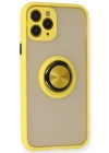 Newface iPhone 11 Pro Kılıf Montreal Yüzüklü Silikon Kapak - Sarı