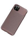Newface iPhone 11 Pro Max Kılıf Auto Focus Karbon Kapak - Kahverengi
