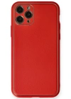 Newface iPhone 11 Pro Max Kılıf Coco Deri Silikon Kapak - Kırmızı