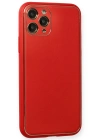 Newface iPhone 11 Pro Max Kılıf Coco Deri Silikon Kapak - Kırmızı