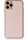 Newface iPhone 11 Pro Max Kılıf Coco Deri Silikon Kapak - Pudra