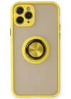 Newface iPhone 11 Pro Max Kılıf Montreal Yüzüklü Silikon Kapak - Sarı