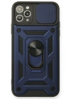 Newface iPhone 11 Pro Max Kılıf Pars Lens Yüzüklü Silikon - Lacivert