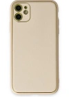 Newface iPhone 12 Kılıf Coco Deri Silikon Kapak - Gold