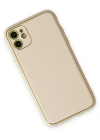 Newface iPhone 12 Kılıf Coco Deri Silikon Kapak - Gold