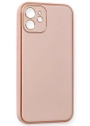 Newface iPhone 12 Kılıf Coco Deri Silikon Kapak - Pembe