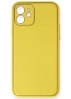 Newface iPhone 12 Kılıf Coco Deri Silikon Kapak - Sarı