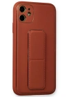 Newface iPhone 12 Kılıf Coco Deri Standlı Kapak - Fuşya