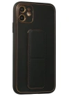Newface iPhone 12 Kılıf Coco Deri Standlı Kapak - Siyah