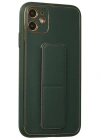 Newface iPhone 12 Kılıf Coco Deri Standlı Kapak - Yeşil