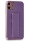 Newface iPhone 12 Kılıf Coco Karbon Standlı Kapak - Mor