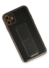 Newface iPhone 12 Kılıf Coco Karbon Standlı Kapak - Siyah