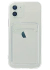 Newface iPhone 12 Kılıf Kart Şeffaf Silikon - Şeffaf