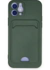 Newface iPhone 12 Kılıf Kelvin Kartvizitli Silikon - Koyu Yeşil