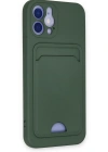 Newface iPhone 12 Kılıf Kelvin Kartvizitli Silikon - Koyu Yeşil