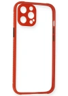 Newface iPhone 12 Kılıf Miami Şeffaf Silikon - Kırmızı