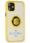 Newface iPhone 12 Kılıf Montreal Yüzüklü Silikon Kapak - Sarı