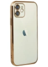 Newface iPhone 12 Kılıf Razer Lensli Silikon - Gold