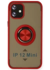 Newface iPhone 12 Mini Kılıf Montreal Yüzüklü Silikon Kapak - Kırmızı