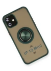 Newface iPhone 12 Mini Kılıf Montreal Yüzüklü Silikon Kapak - Yeşil