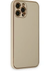 Newface iPhone 12 Pro Kılıf Coco Deri Silikon Kapak - Gold