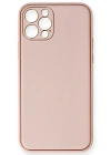 Newface iPhone 12 Pro Kılıf Coco Deri Silikon Kapak - Pembe