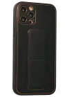 Newface iPhone 12 Pro Kılıf Coco Deri Standlı Kapak - Siyah