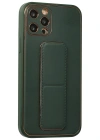 Newface iPhone 12 Pro Kılıf Coco Deri Standlı Kapak - Yeşil