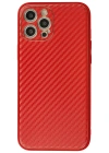 Newface iPhone 12 Pro Kılıf Coco Karbon Silikon - Kırmızı
