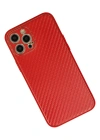 Newface iPhone 12 Pro Kılıf Coco Karbon Silikon - Kırmızı