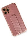 Newface iPhone 12 Pro Kılıf Coco Karbon Standlı Kapak - Pembe