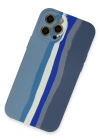 Newface iPhone 12 Pro Kılıf Ebruli Lansman Silikon - Mavi-Gri