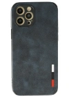 Newface iPhone 12 Pro Kılıf Loop Deri Silikon - Lacivert