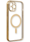 Newface iPhone 12 Pro Kılıf Magneticsafe Lazer Silikon - Gold