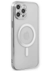 Newface iPhone 12 Pro Kılıf Magneticsafe Lazer Silikon - Gümüş