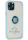 Newface iPhone 12 Pro Kılıf Montreal Yüzüklü Silikon Kapak - Buz Mavi