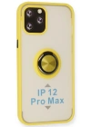 Newface iPhone 12 Pro Kılıf Montreal Yüzüklü Silikon Kapak - Sarı