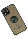 Newface iPhone 12 Pro Kılıf Montreal Yüzüklü Silikon Kapak - Yeşil