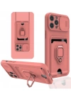 Newface iPhone 12 Pro Kılıf Zuma Kartvizitli Yüzüklü Silikon - Pembe