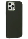 Newface iPhone 12 Pro Max Kılıf Asya Deri Silikon - Koyu Yeşil