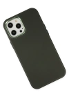 Newface iPhone 12 Pro Max Kılıf Asya Deri Silikon - Koyu Yeşil