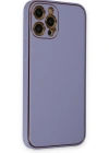 Newface iPhone 12 Pro Max Kılıf Coco Deri Silikon Kapak - Açık Lila