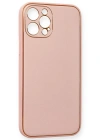 Newface iPhone 12 Pro Max Kılıf Coco Deri Silikon Kapak - Pembe