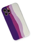 Newface iPhone 12 Pro Max Kılıf Ebruli Lansman Silikon - Mor-Beyaz