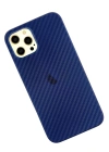Newface iPhone 12 Pro Max Kılıf Karbon PP Silikon - Mavi