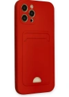 Newface iPhone 12 Pro Max Kılıf Kelvin Kartvizitli Silikon - Kırmızı