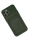 Newface iPhone 12 Pro Max Kılıf Kelvin Kartvizitli Silikon - Koyu Yeşil